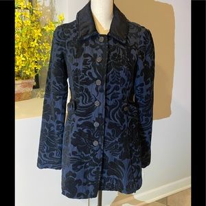 Free People Newsroom Blue Brocade Coat Size 8